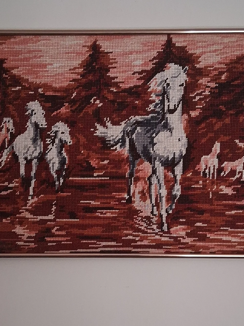 Wild Horse Tapestry Wall Art Needle Point ~20